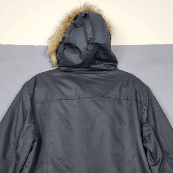 J Crew Jacket Womens XL Black Faux Fur Hood Quilted Lined Perfect Parka H2222 - Picture 7 of 16